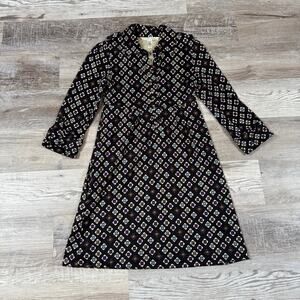 Vintage Diane von Furstenberg Silk Geometric Print Shirt Dress Retro Academic XS
